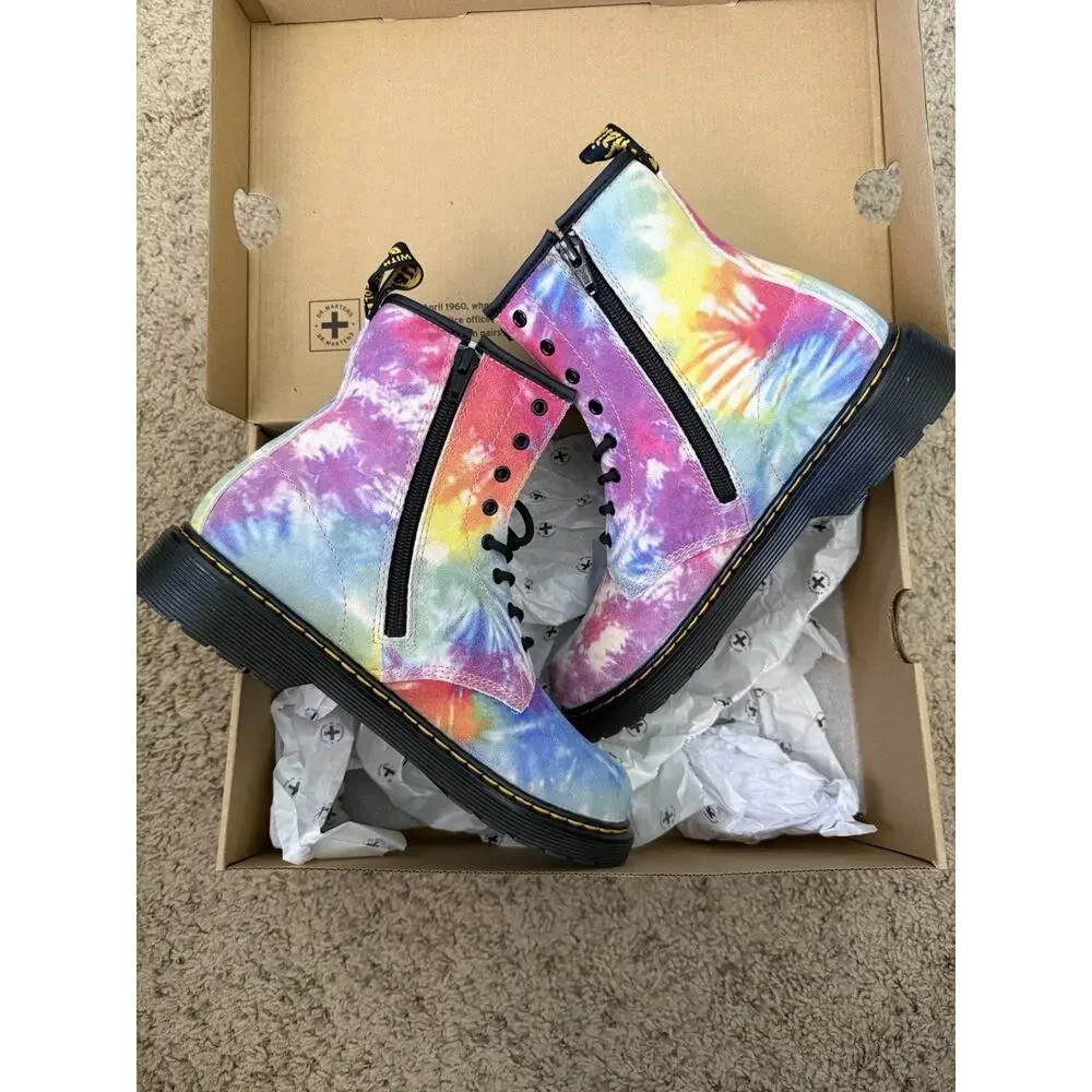 Dr. Marten’s Multi Color Tie Dye Side Zipper Lace Up Girls’ Combat Boots Size 7